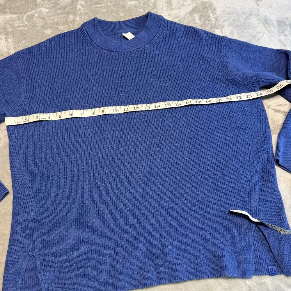 Lululemon Merino Wool Blend Ribbed Crewneck Sweater Blue LW3GMAS Size 12
